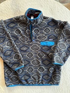 Patagonia Gray & Blue SW Pattern Snap-T Fleece Pullover